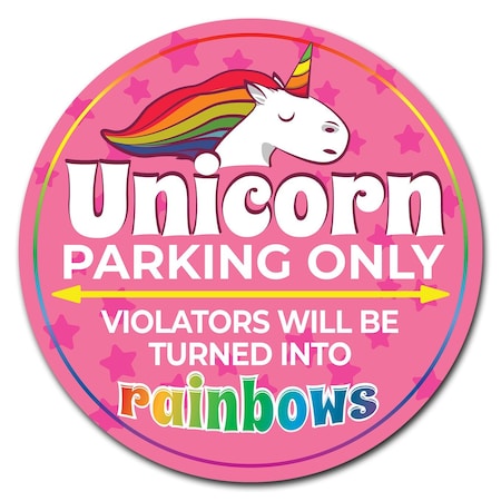 Signmission Unicorn Parking Only Circle Corrugated Plastic Sign, 24" x 24", C-24-CIR-WS-Unicorn Parking only C-24-CIR-WS-Unicorn Parking only